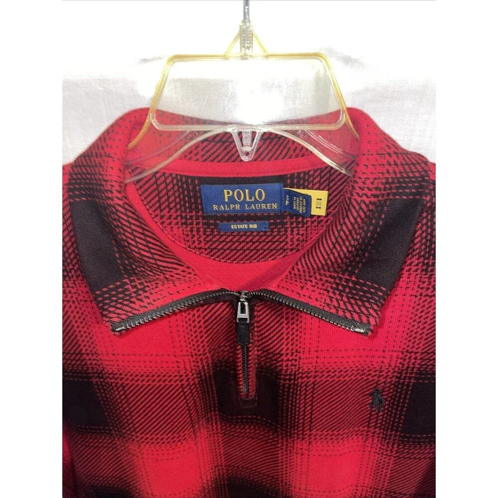 Polo Ralph Lauren Estate Rib Men’s Pullover Shirt Size Small Red Plaid Outdoors